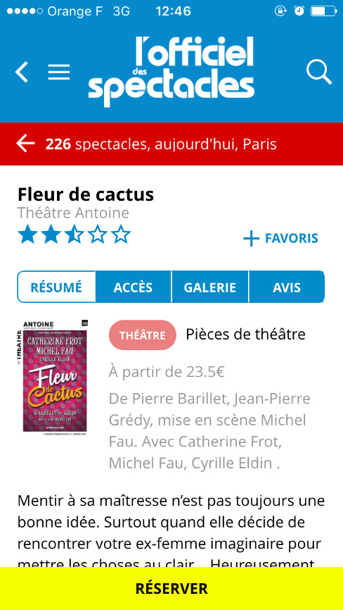 Évènement théâtre